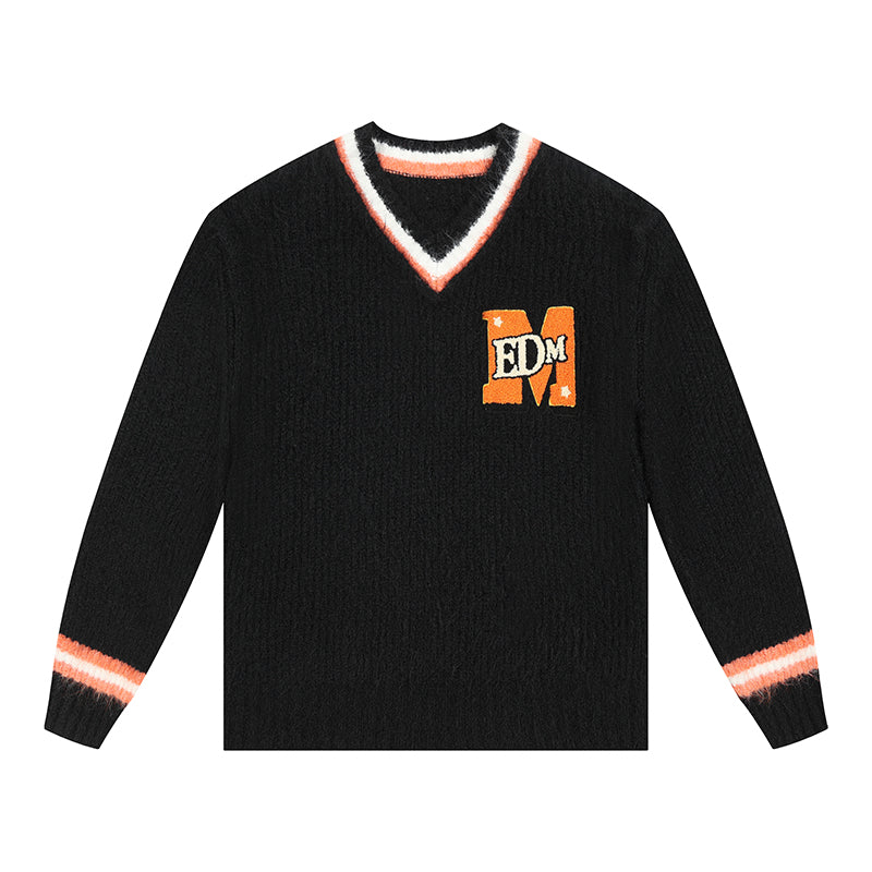 MEDM V Neck Logo Knit Sweater