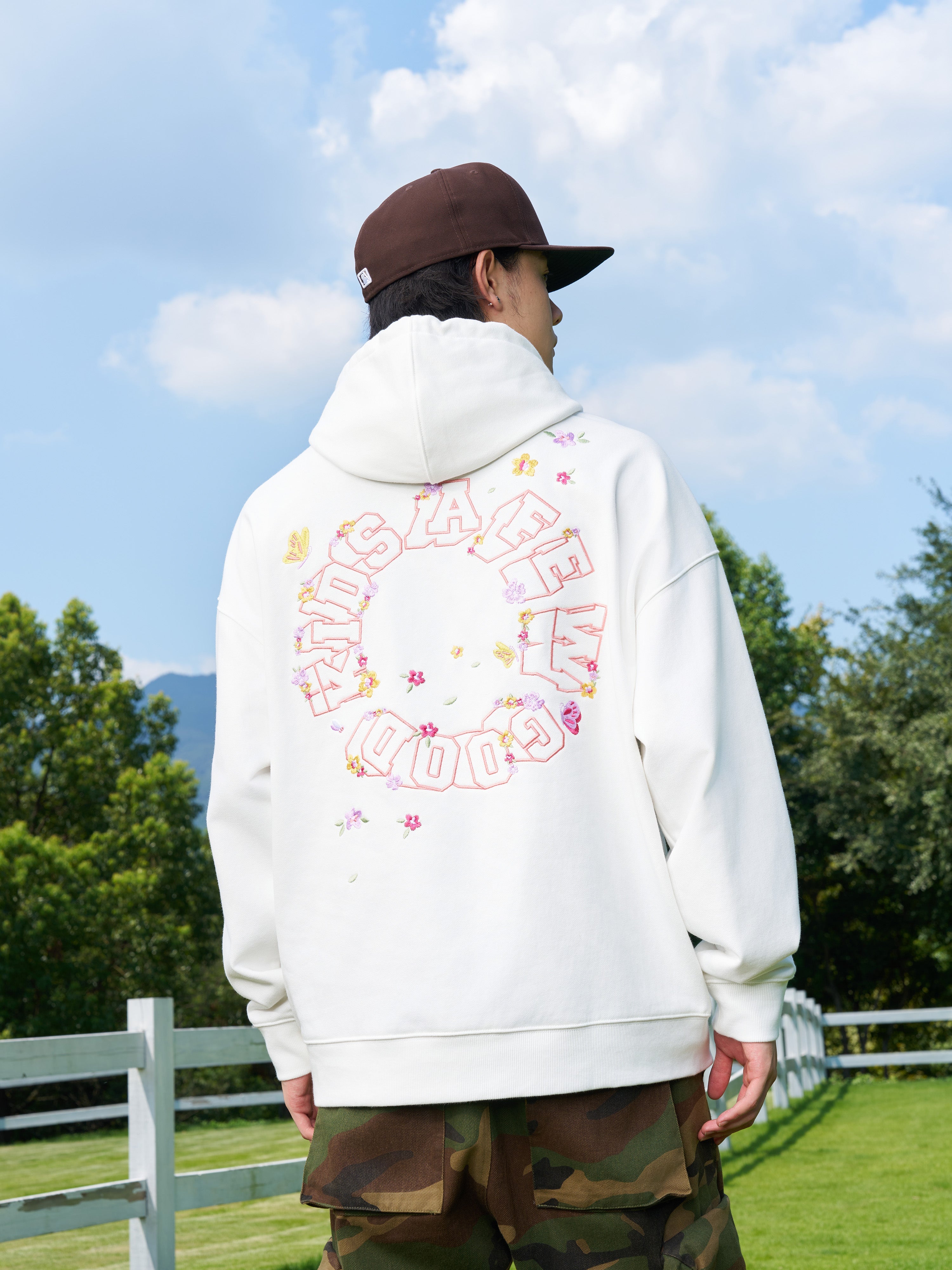 AFGK Butterfly Flower Flying Embroidery Hoodie