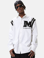 MEDM Lapel Striped Long Sleeves Shirt