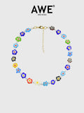 AWE Colored Glass Flower Pearl Necklace