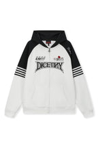DICETINY Rose Embroidery Logo Printed Zip Up Hoodie
