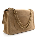 Suede Calfskin Souplissimo Maxi Flap Dark Beige