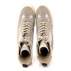 Suede Calfskin Monogram Denim Laureate Platform Desert Boots 38.5 Taupe