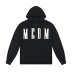 MEDM Basic Embroidered Logo Zip Up Knit Hoodie