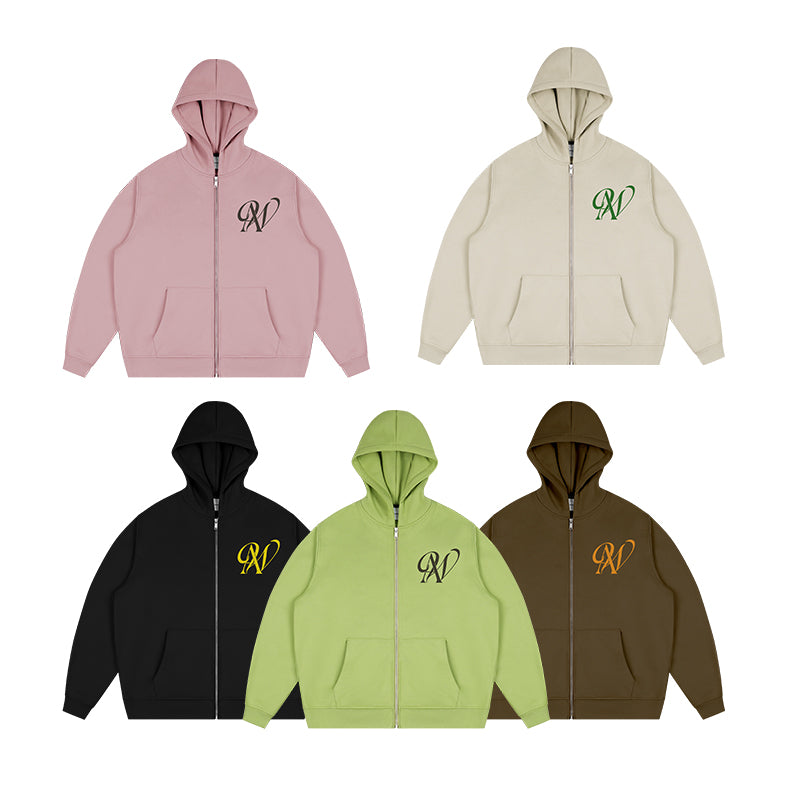 ANTIDOTE Embroidered Basic Zipper Hoodie