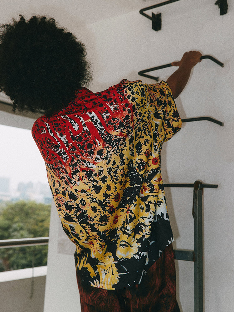 ANTIDOTE  Hawaiian Flower Short Sleeved Cuban Shirt