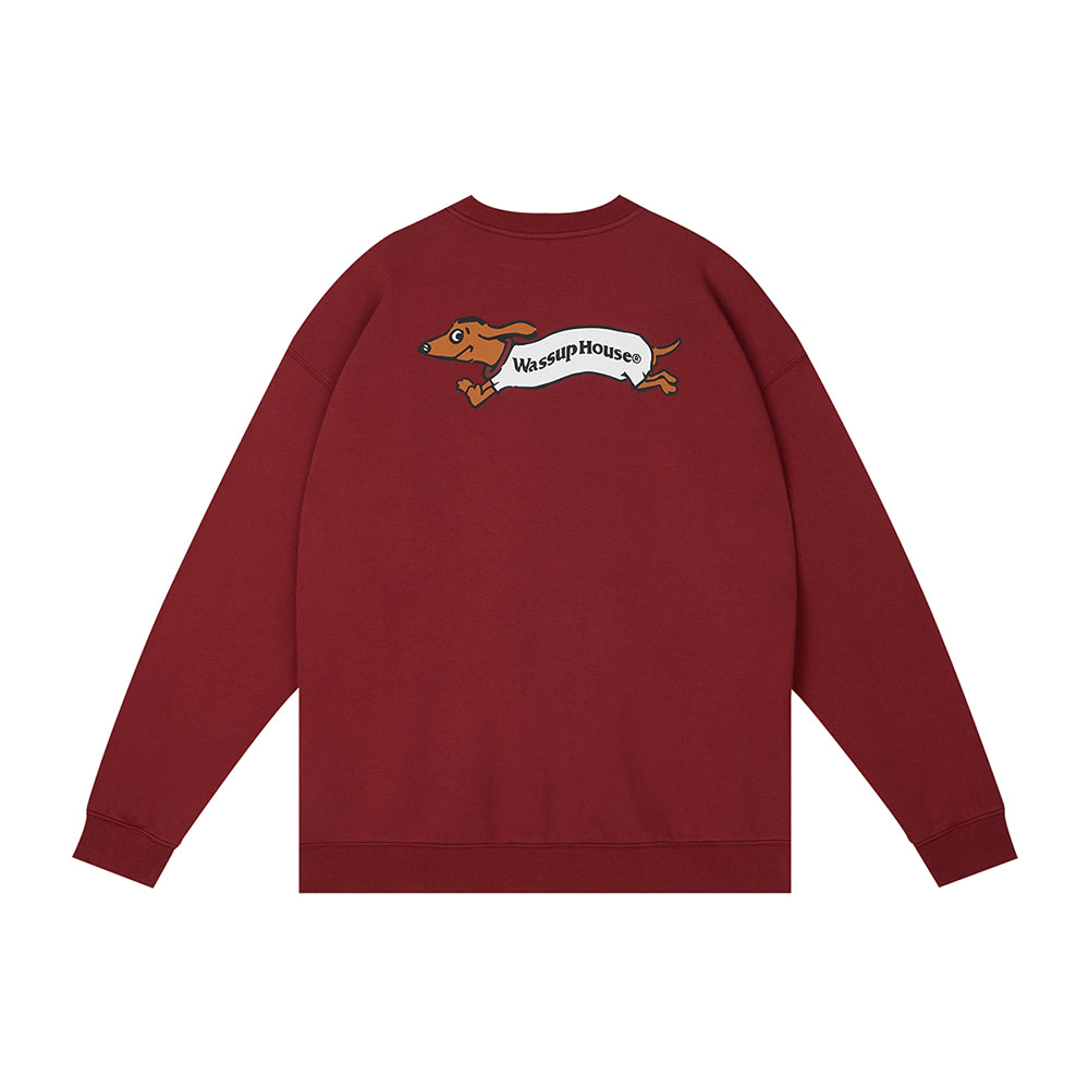 Wassup House Dachshund Running Printed Sweatshirt