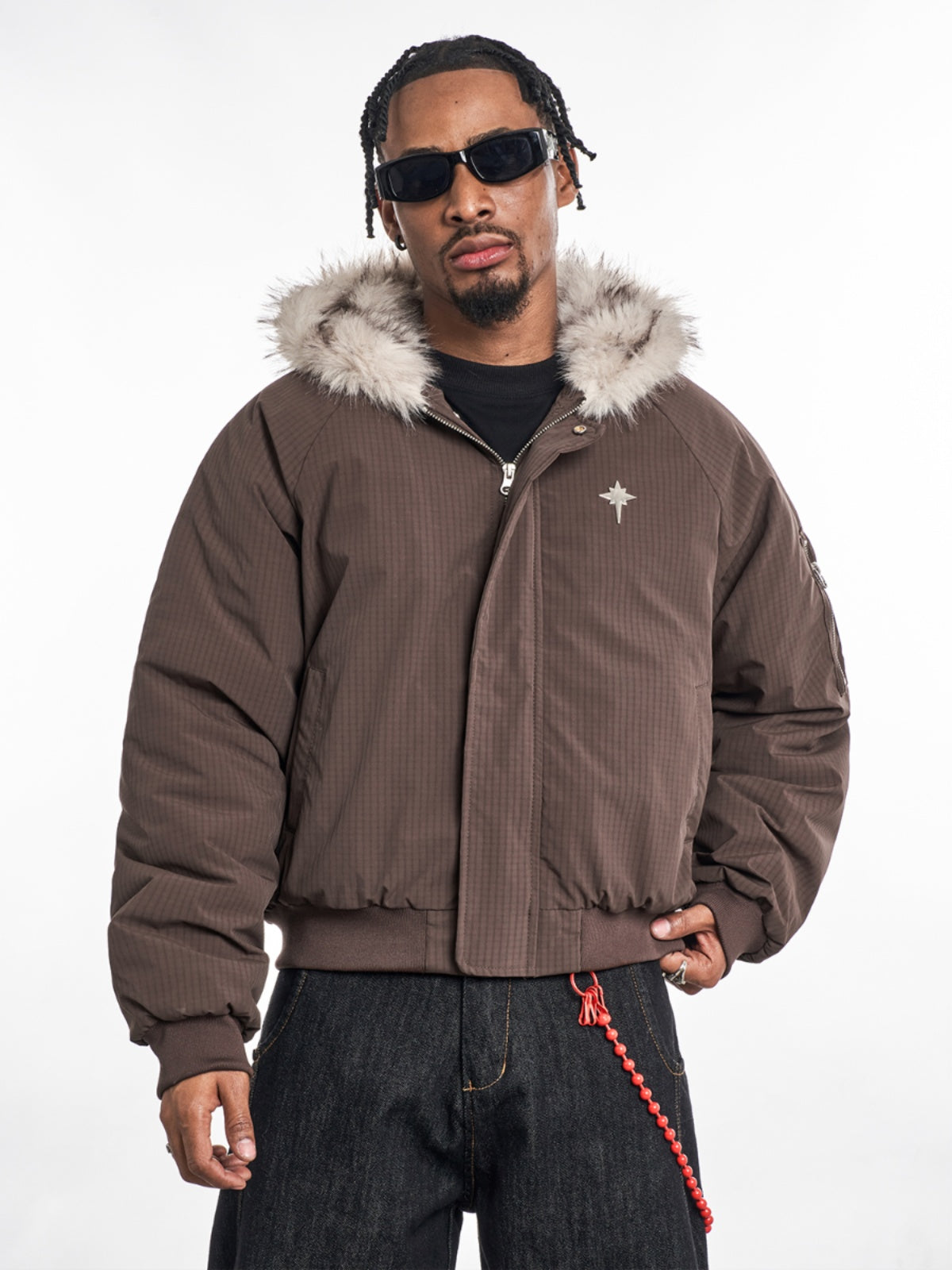 F3F Select Fur Lining Hoodie MA-1 Bomber Flight Jacket