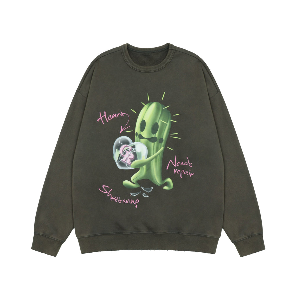 Cashrules Washed Cactus Print Sweatshirt