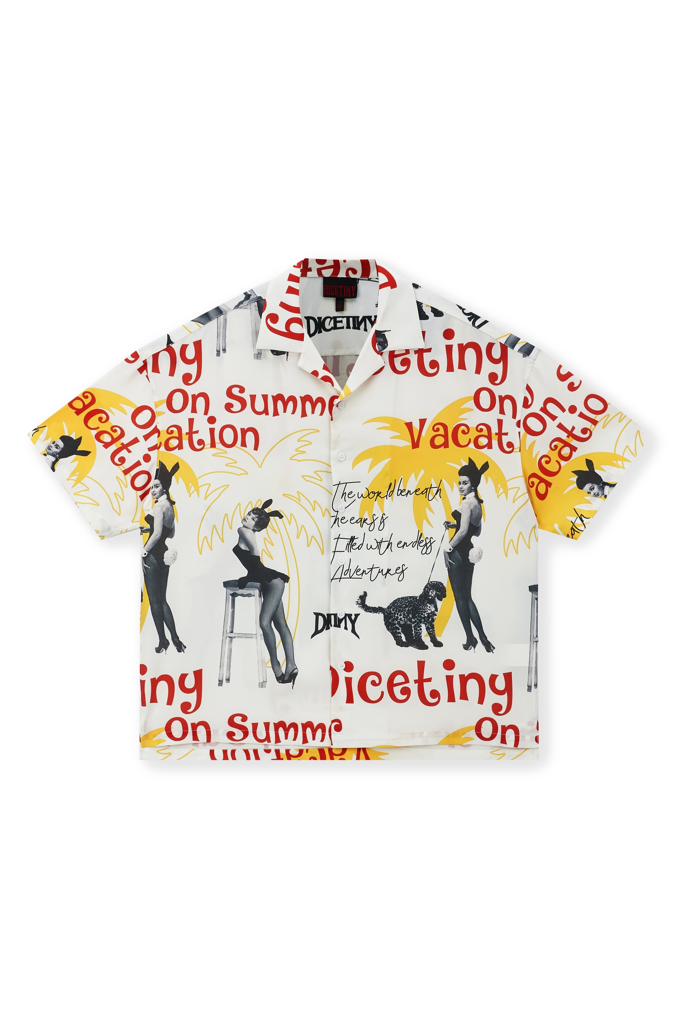 DICETINY Bunny Full Print Short Sleeved Cuban Shirt