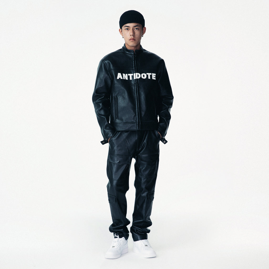 ANTIDOTE LOGO Motorcycle PU Leather Jacket