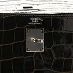 Shiny Porosus Crocodile Kelly Sellier 35 Graphite