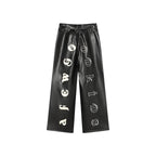 AFGK Punk Embroidery Leather Pants