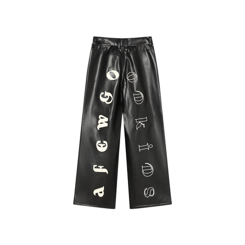 AFGK Punk Embroidery Leather Pants