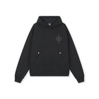 DICETINY Leather Logo Metal Studs Hoodie
