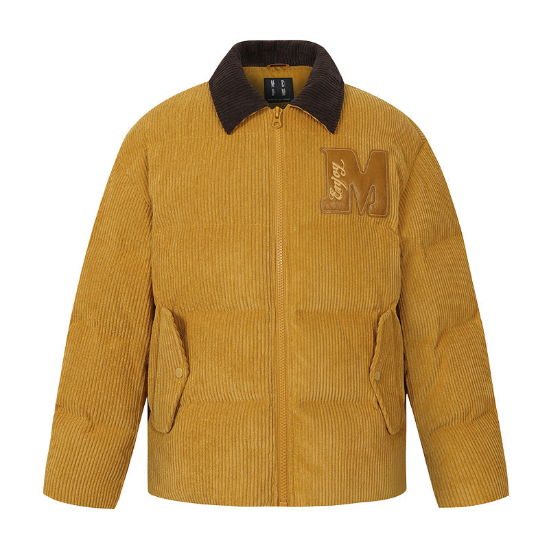 MEDM Corduroy Lapel Color Blocking Down Jacket