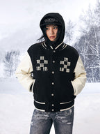 YADcrew Pearl Checkerboard Varsity Jacket