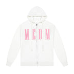 MEDM Basic Embroidered Logo Zip Up Knit Hoodie