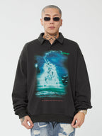 F2CE Retro Vintage Print Polo Sweatshirts