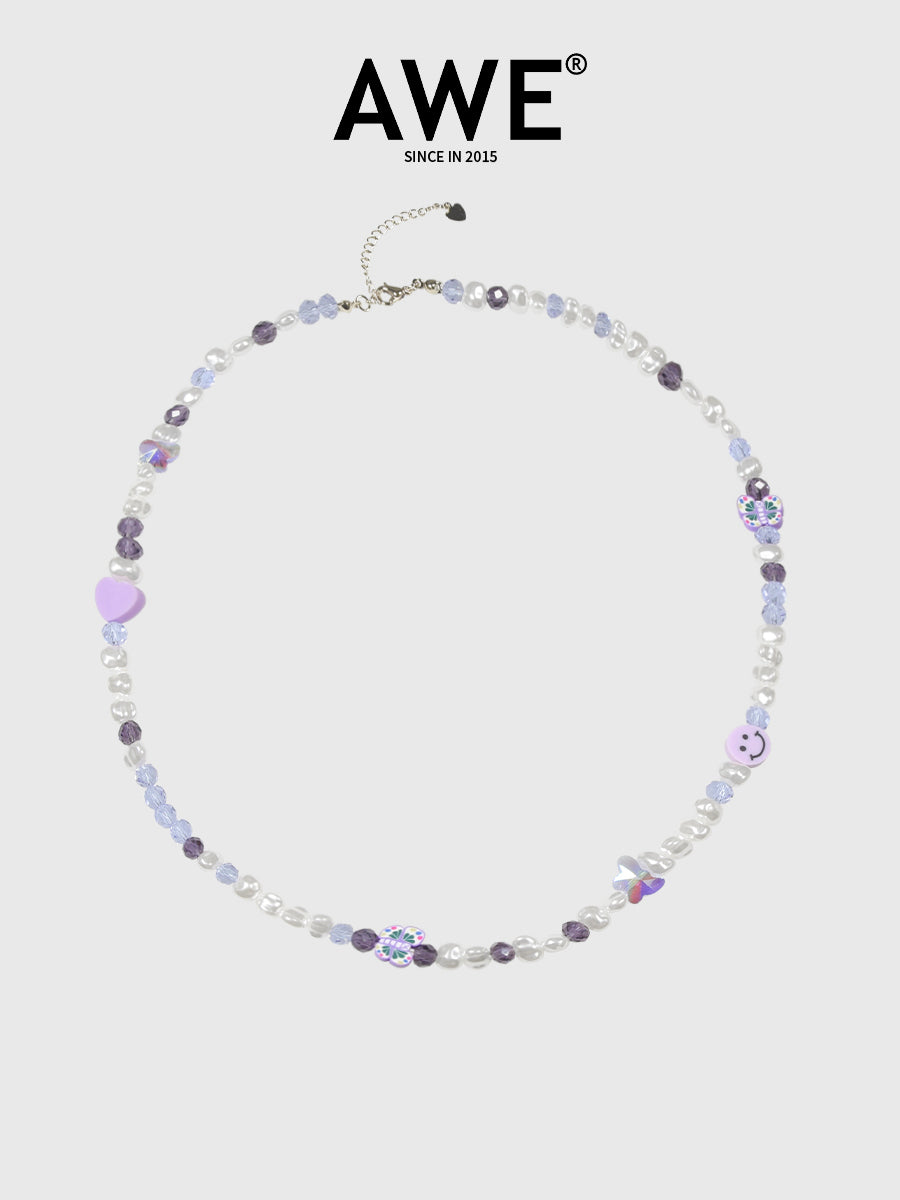 AWE Purple Crystal Beaded Necklace
