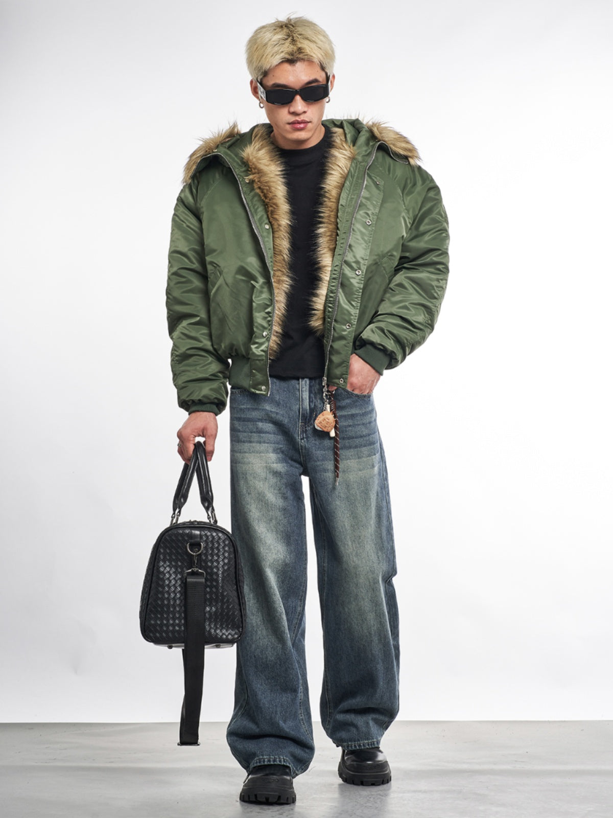 F3F Select Faux Fur Hooded MA-1 Bomber Jacket