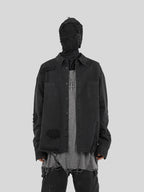 UNDERWATER Sand Washed Destroyed Needle Embroidery Shirt Jacket