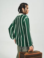 STEEPC Striped Knit GOAT Long Sleeve V-Neck Polo Jersey