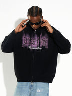 DICETINY Thorn Logo Print Zip Up Knit Hoodie