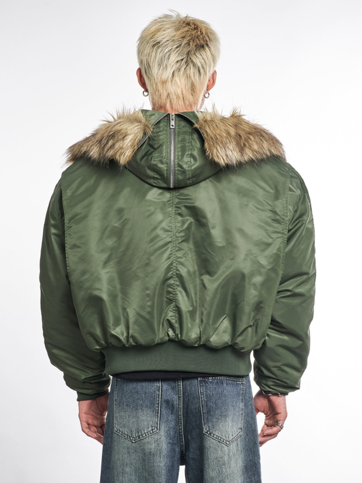 F3F Select Faux Fur Hooded MA-1 Bomber Jacket