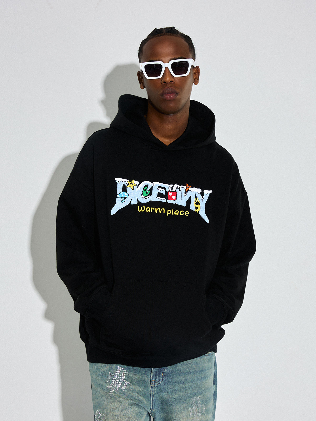 DICETINY Comics Logo 3D Embroidery Hoodie