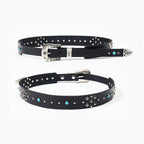 STEEPC Turquoise Studded Tanned Leather Belt