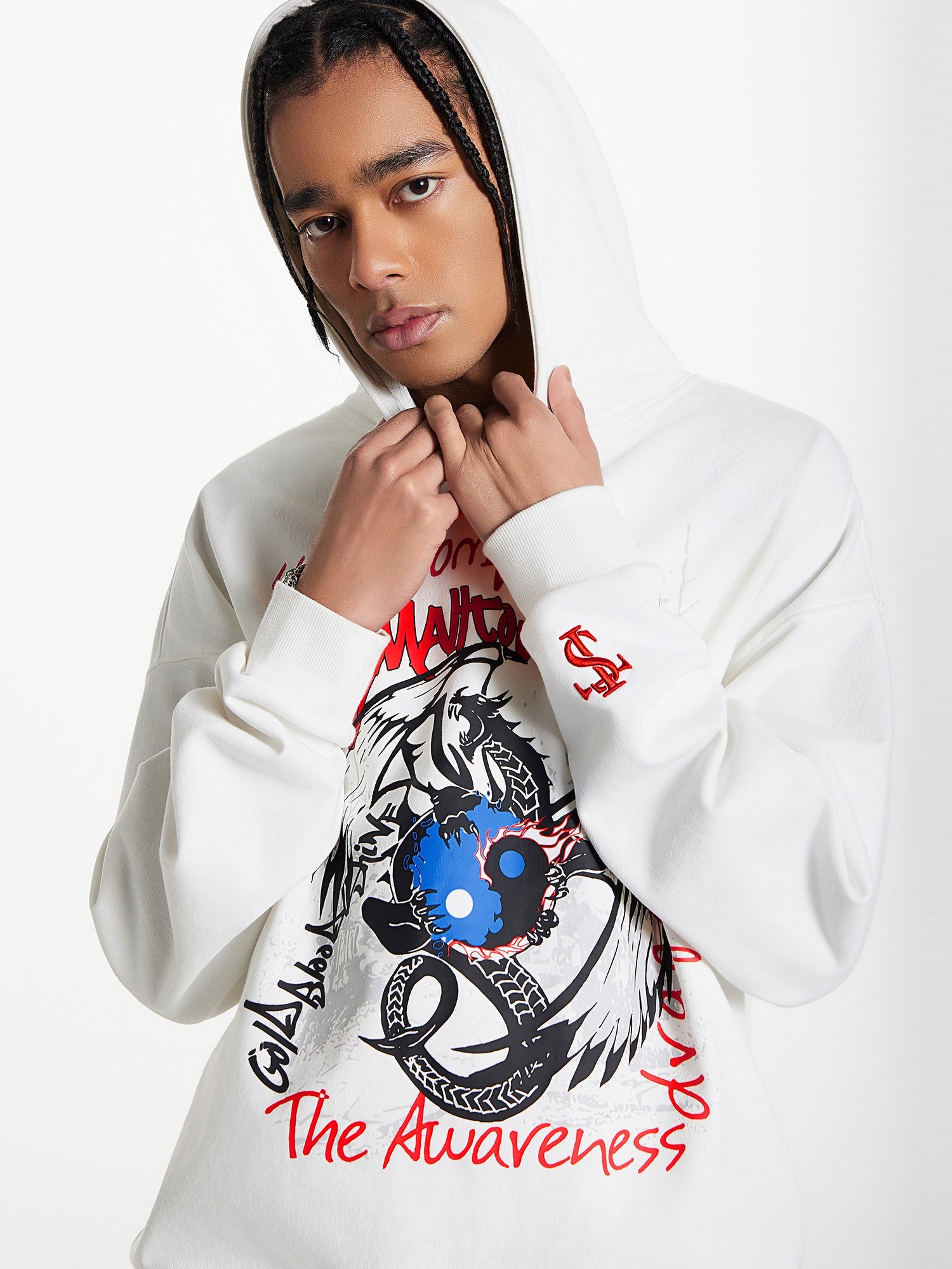 Small Town Kid Dragon Print Hoodie