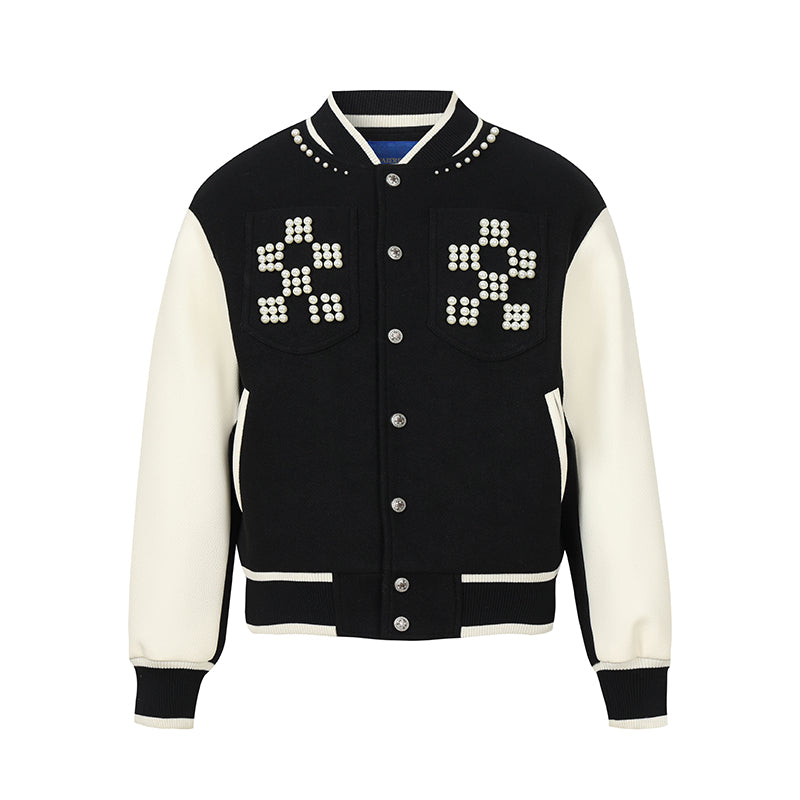 YADcrew Pearl Checkerboard Varsity Jacket