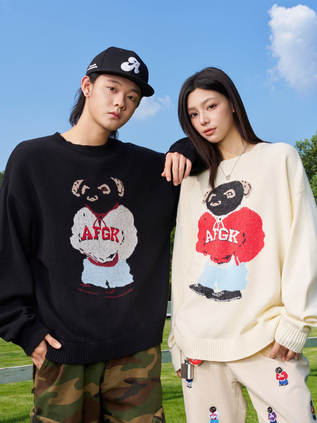 AFGK Bear Jacquard Knit Sweater
