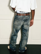 STEEPC Vintage Washed Cat Whisker Bootcut Jeans