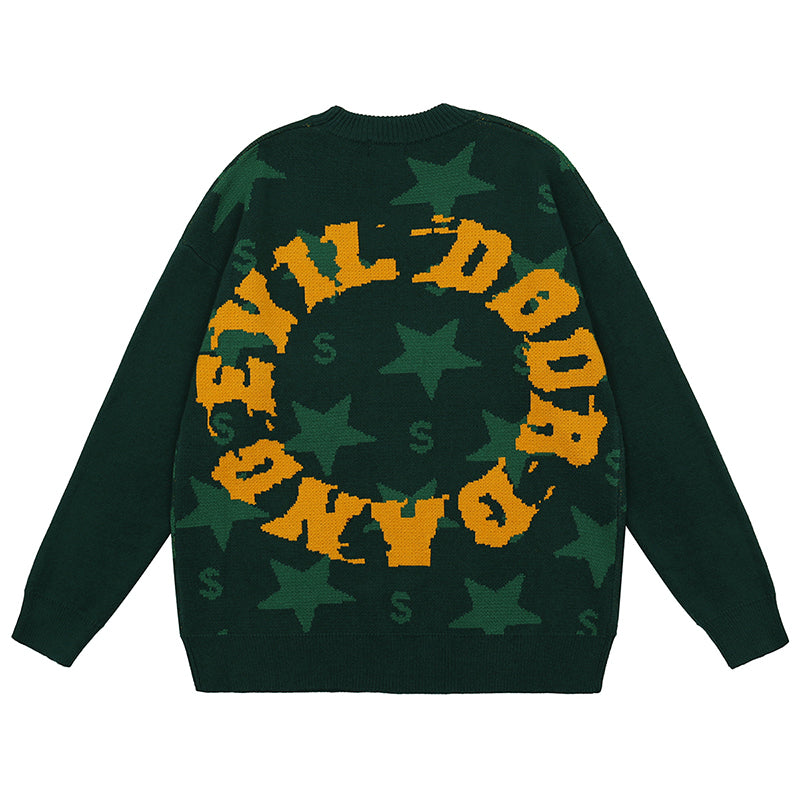 Star Circle Letter Knit Sweater