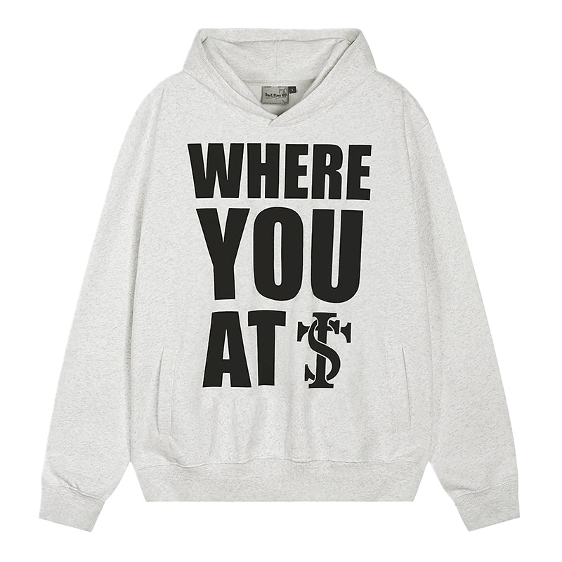 Small Town Kid WHERE YOU AT Slogan Hoodie
