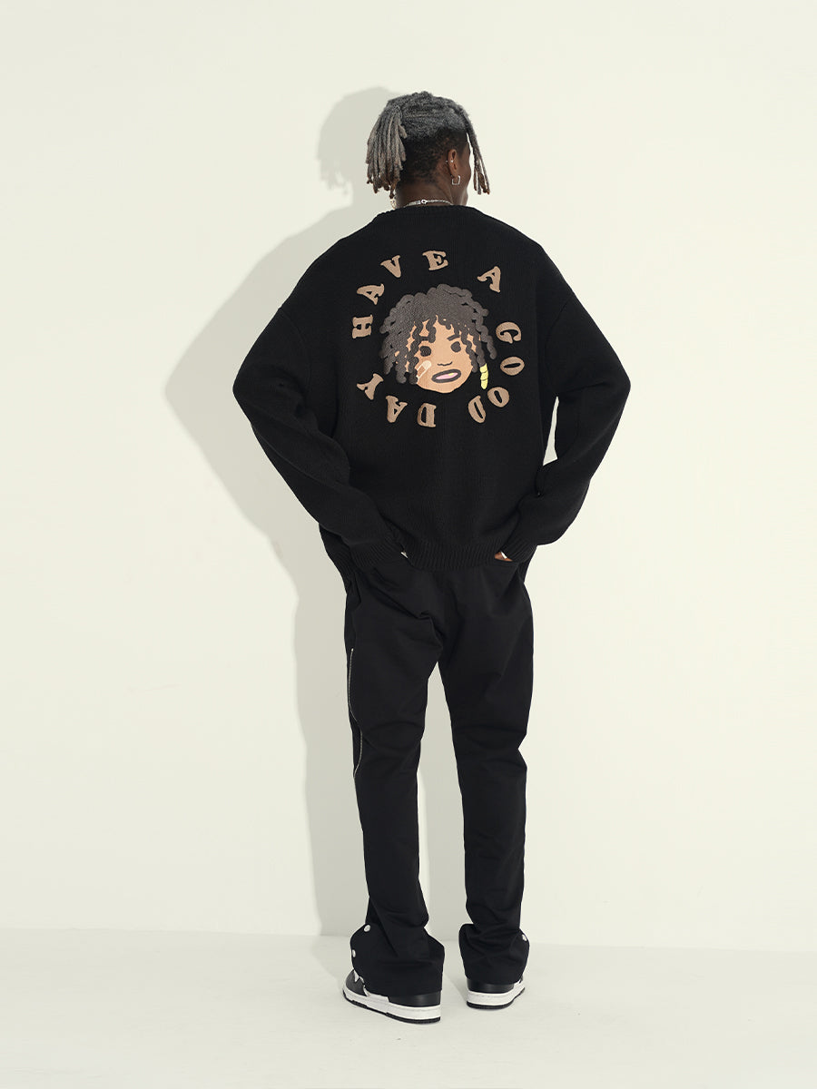 Harsh and Cruel Hand-Painted Kids Circular 3D LOGO Knit Sweater
