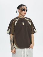 F2CE Deconstruction Stitching Contrast Color Printing Jersey Tee