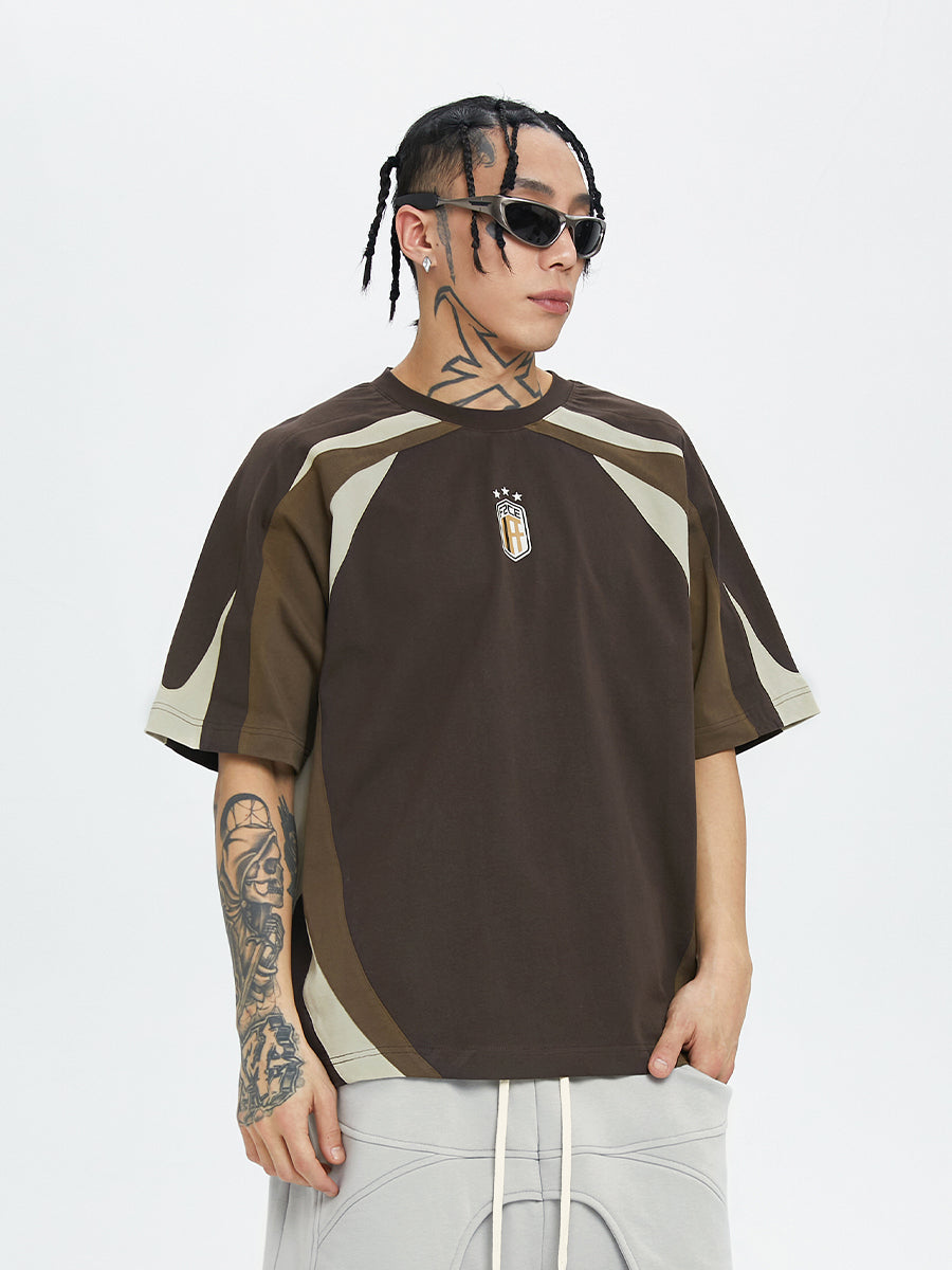 F2CE Deconstruction Stitching Contrast Color Printing Jersey Tee