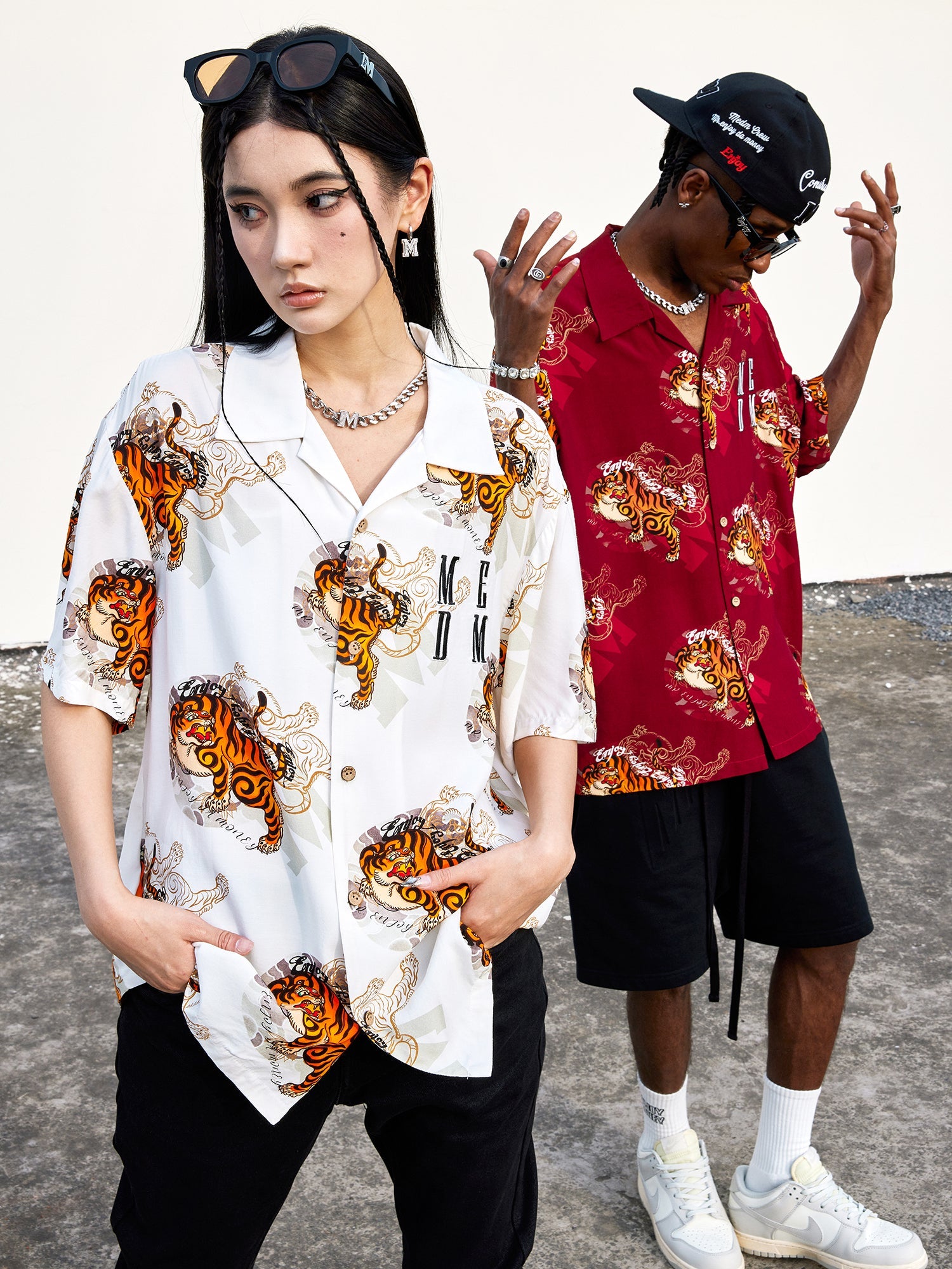 MEDM Tiger Full Printed Short Sleeved Hawaiian Shirt
