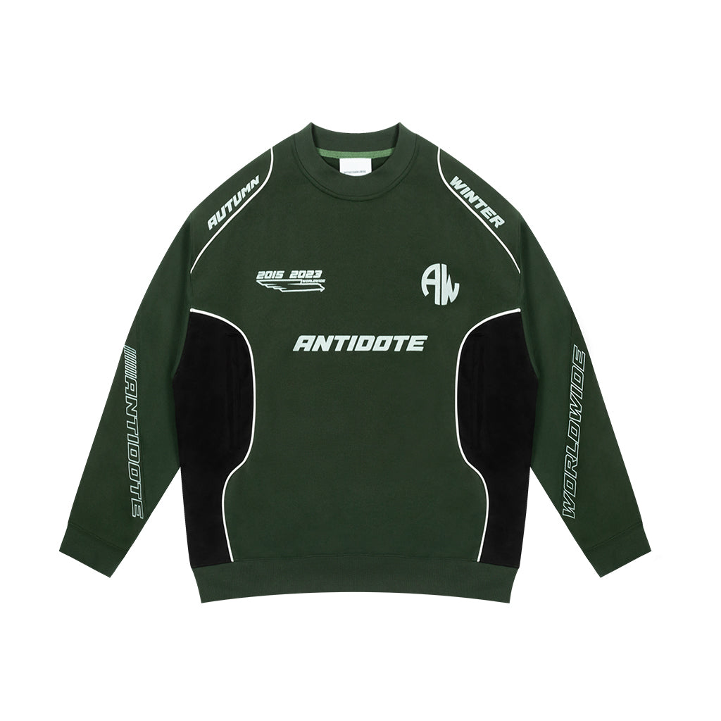 ANTIDOTE Print Patchwork Racing Sweatshirt