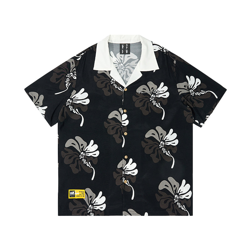 MEDM Lapel Color Short Sleeved Hawaiian Shirt