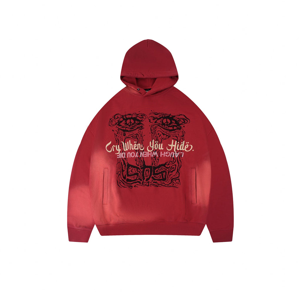S45 Gradient Washed Tears Girl Print Hoodie