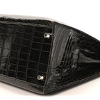 Shiny Porosus Crocodile Kelly Sellier 35 Graphite
