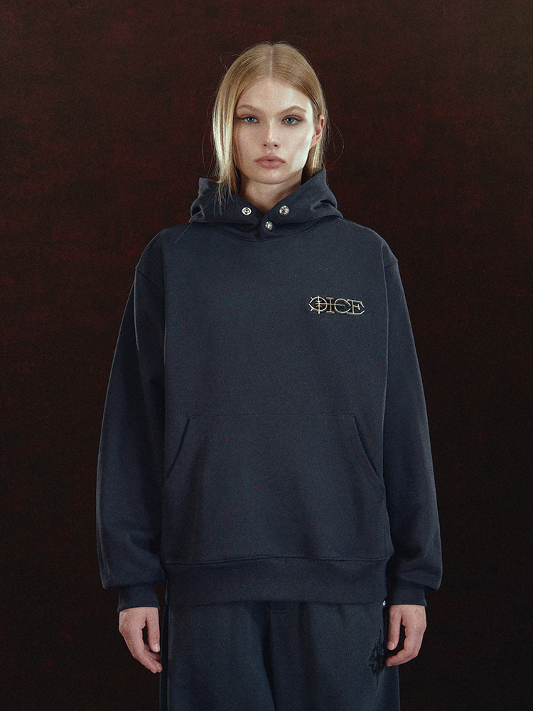 DICETINY Metal Logo & Button Hoodie