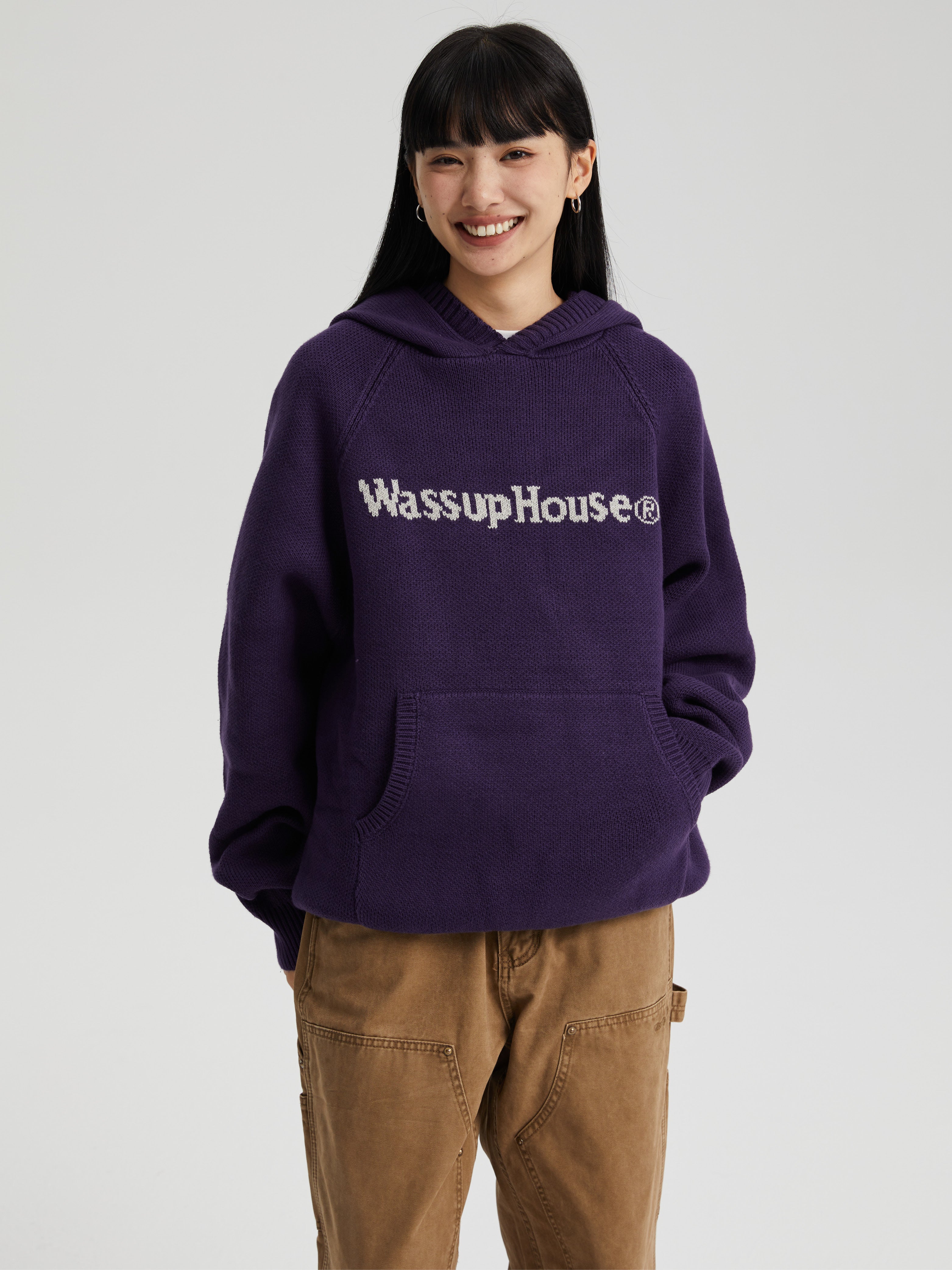 Wassup House Basic Logo Knit Hoodie