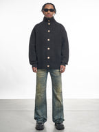 F3F Select High Neck Collar Button Knit Cardigan