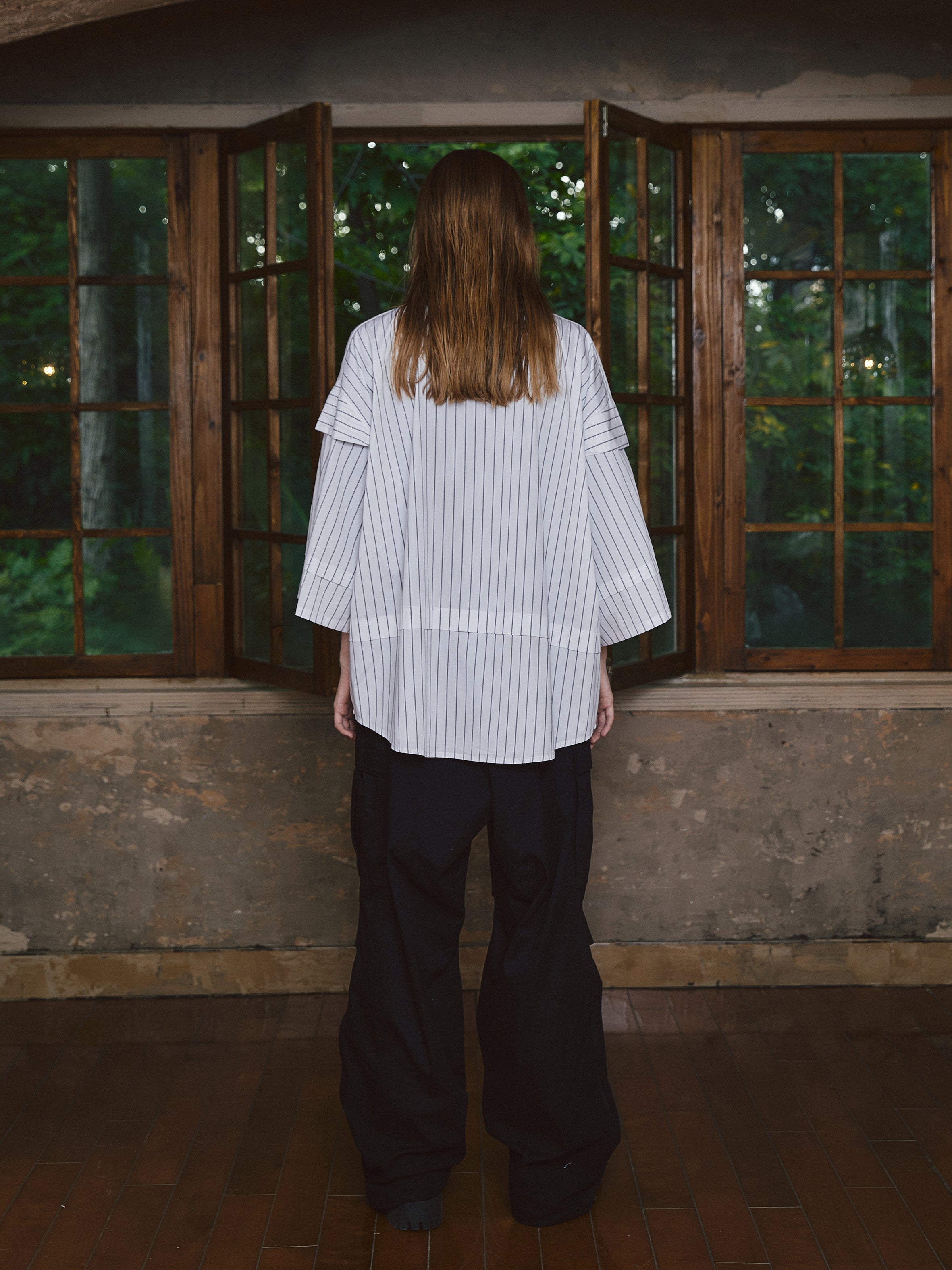 STEEPC Stripe Deconstructed Classic Drop Shoulder Shirt