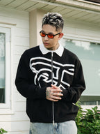 S45 Handwritten S Letter Zip Up Knit Cardigan